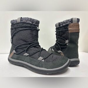 CLARKA Aria Frost Black Canvas Lace Up Hiking Ankle Boot Women’s Size 6